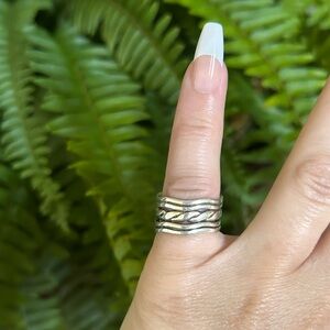 Sterling Silver Wide Wave Eternity Band Ring